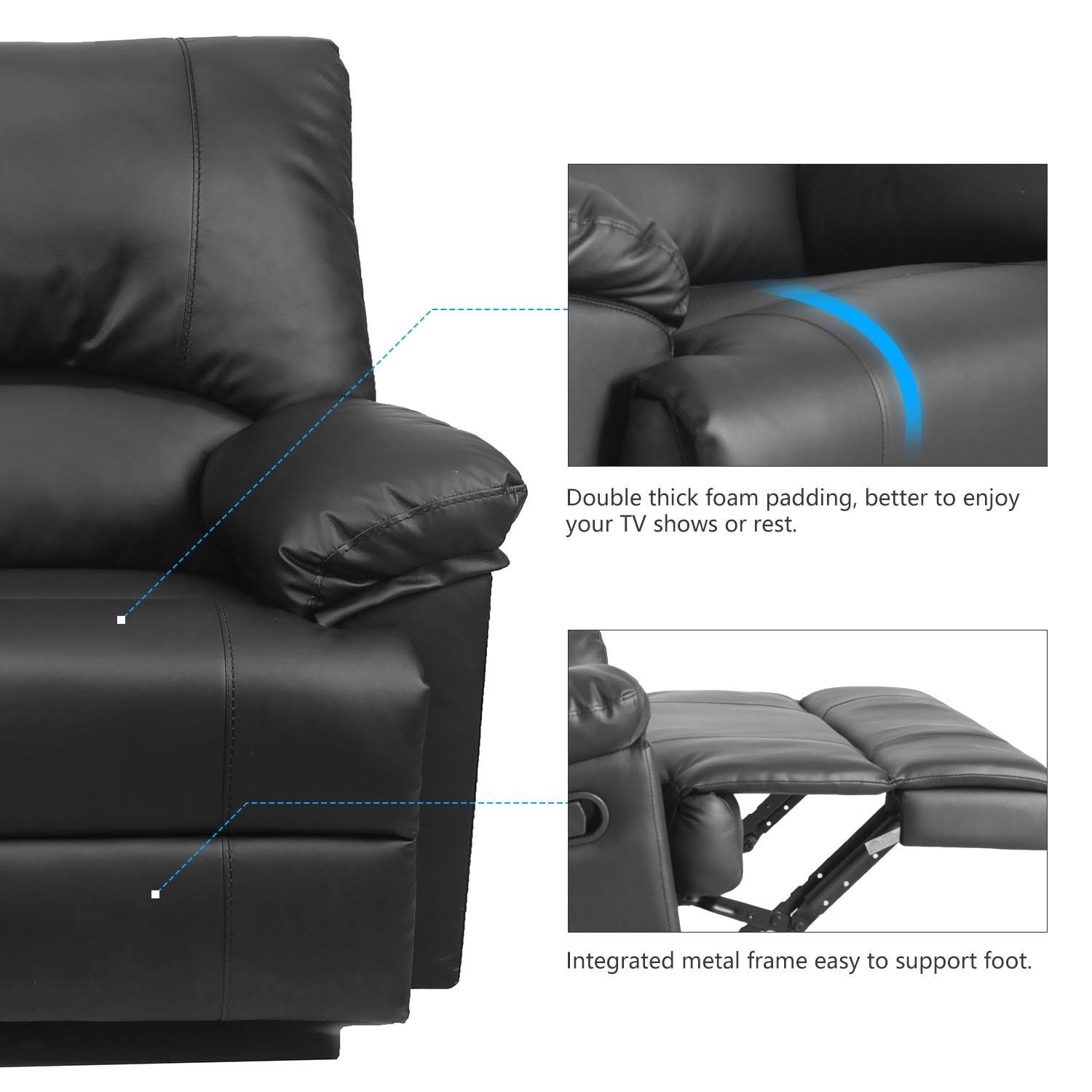 Black PU Leather Rocker Recliner H376605