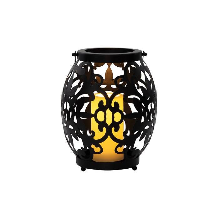 Black 2-Pack Metal Filigree Lantern with LED Candle F582071