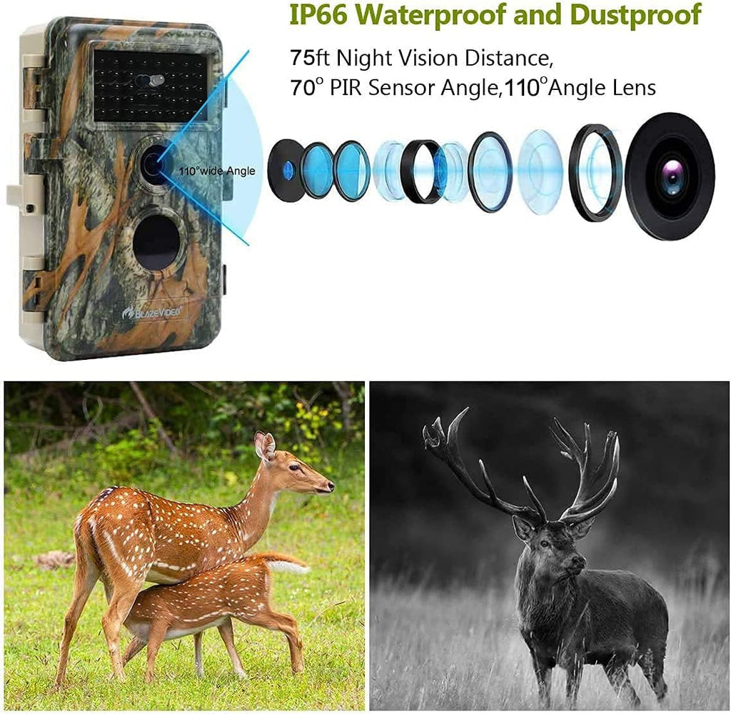 2-Pack Outdoor Camo Trail Cameras Night Vision 24MP 1296P MP4 Video Motion Activated Waterproof Camera R14845
