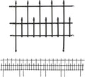 5-Piece Black Steel Garden Fence Panel Set T9049