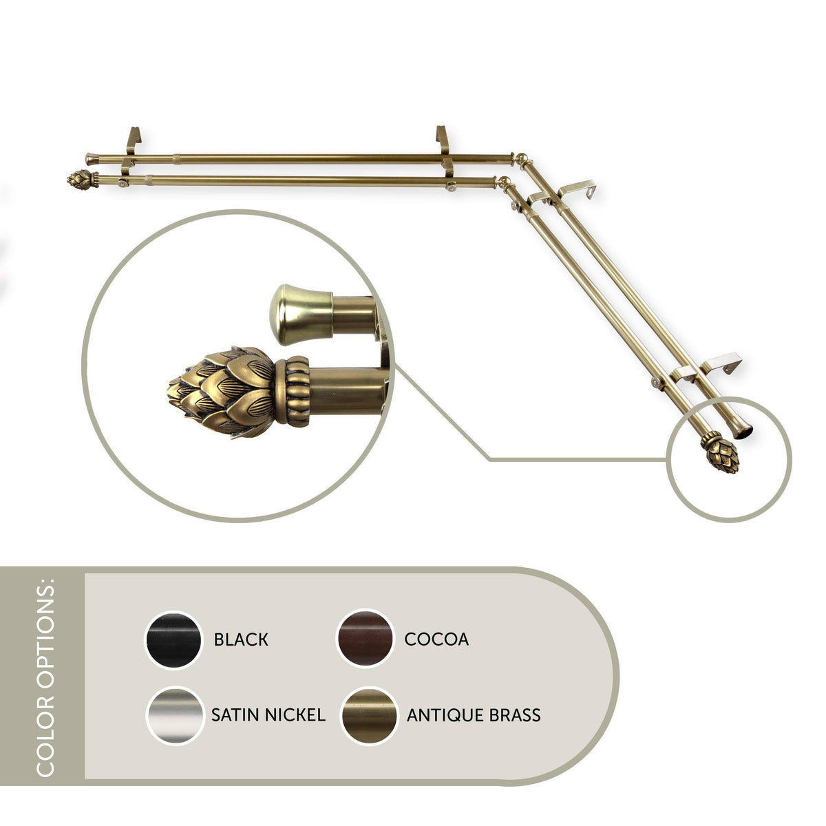 Antique Brass Corner Window Double Rod K806267