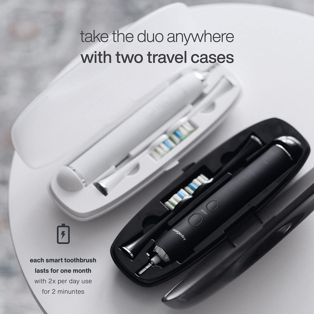 Electric Smart Toothbrush with 4 Modes, UV Sanitizing Base, 10 Brush Heads, 2 Travel Cases, Pack of 2 L5777