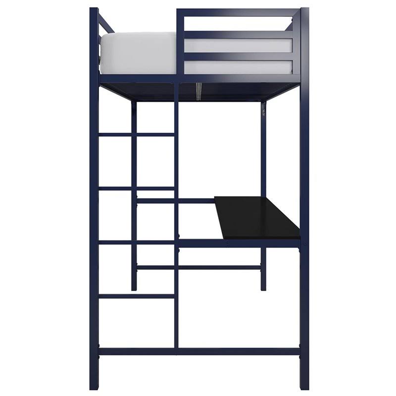 Twin Metal Loft Bed with Desk in Blue E910