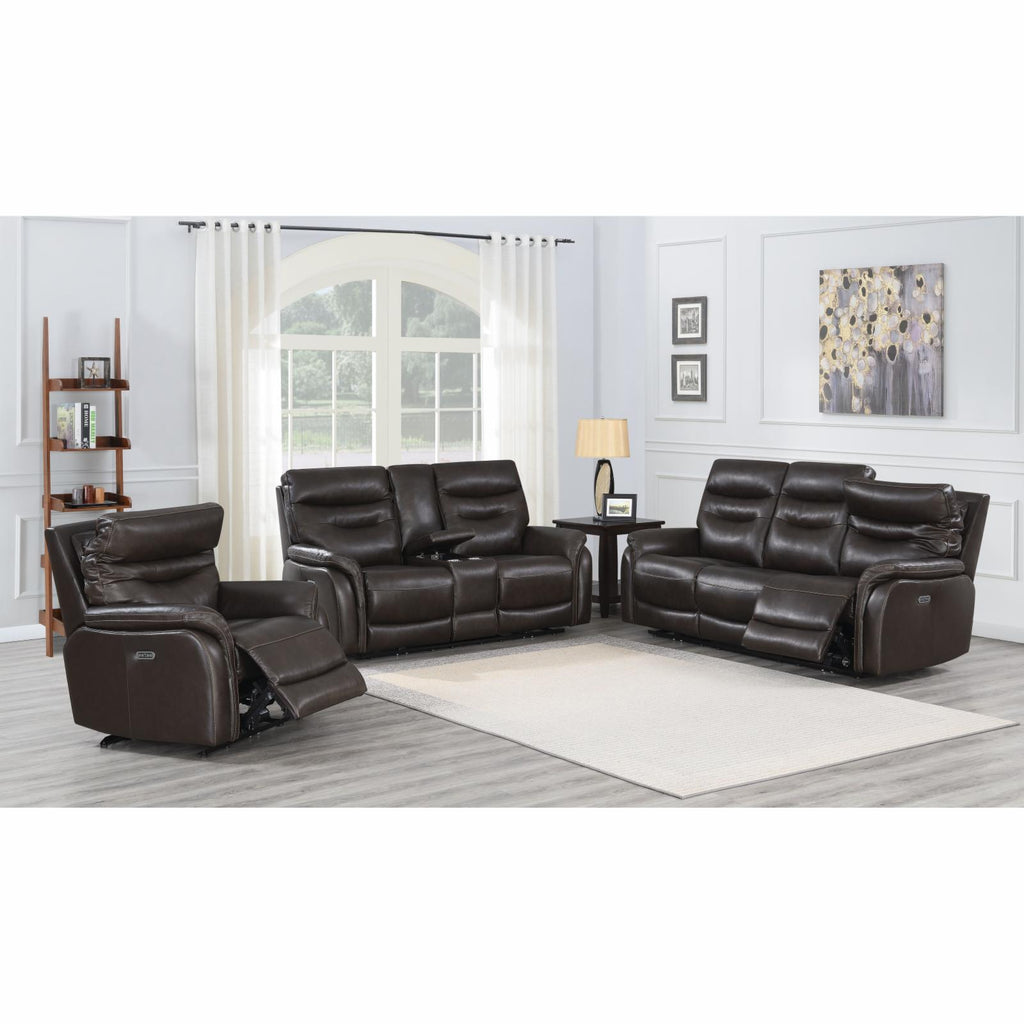 Dark Brown Leather Power Recliner Sofa B38881