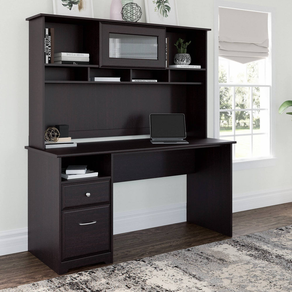 60W Computer Desk with Drawers in Espresso Oak X90155