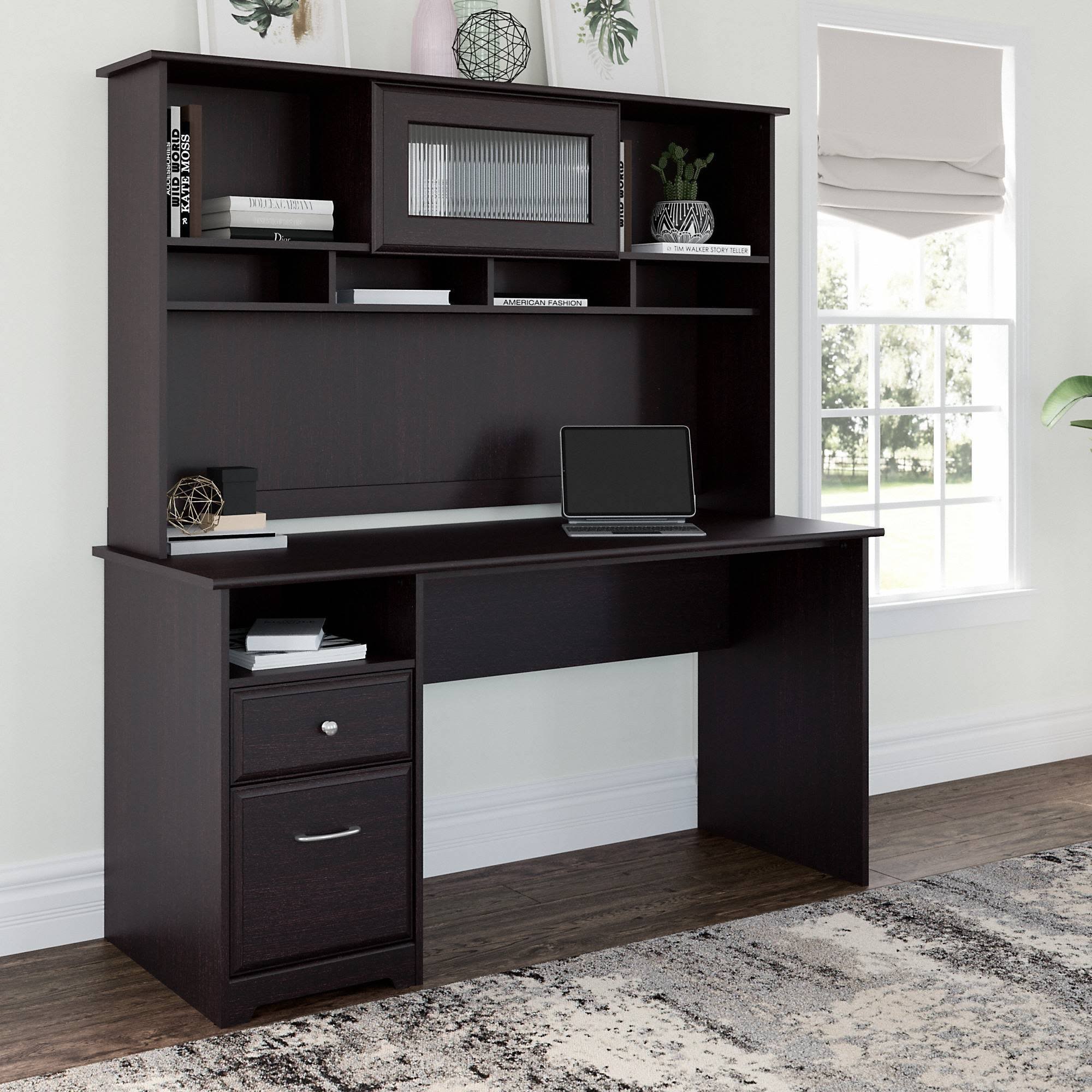 60W Computer Desk with Drawers in Espresso Oak X90155