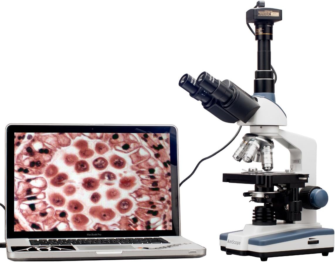 Trinocular Compound Microscope, 40X-2000X Magnification, LED Illumination E27584