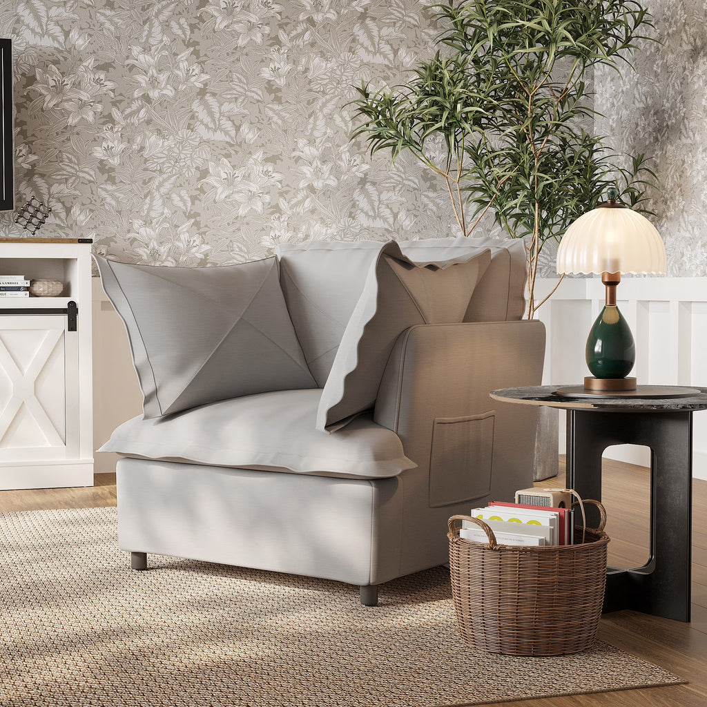 Oversized Accent Chair with 2 Pillows, Grey N96038