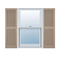Vinyl Cathedral Top Center Mullion Open Louver Shutters with Shutter-Loks per Pair M49151