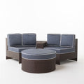 Navy Blue 4 Piece Outdoor Wicker Sectional Sofa Set X790