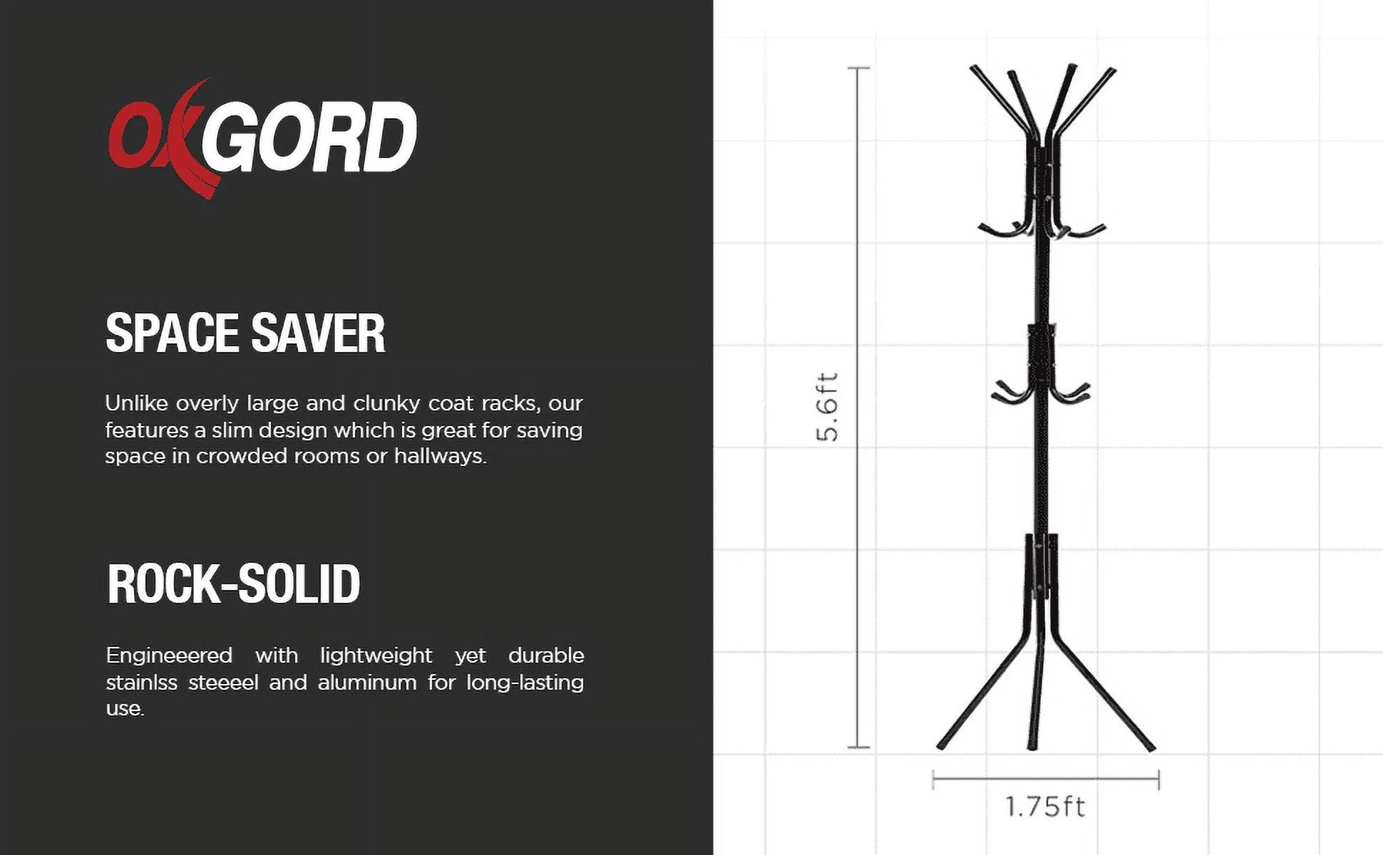 Stainless Steel Coat Rack with 12 Hooks B919062