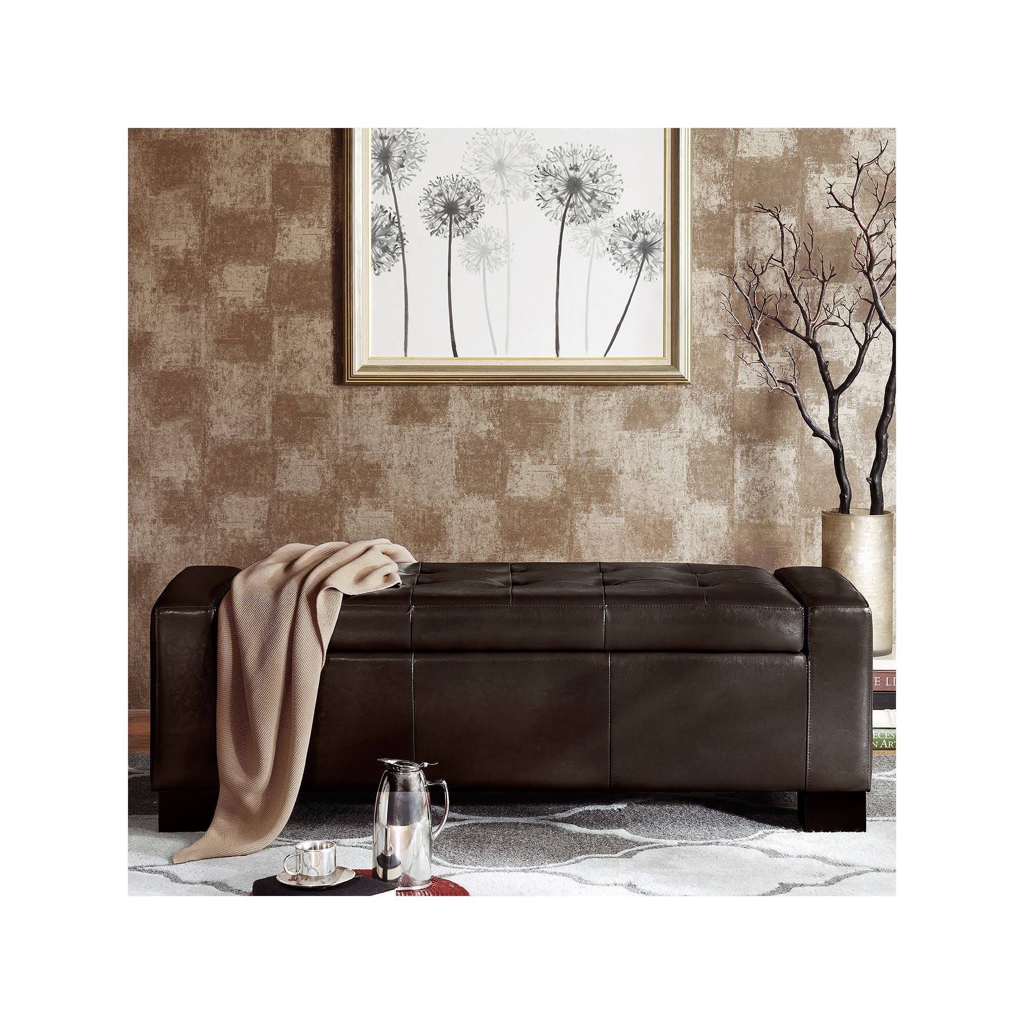 Brown Tufted Top Storage Bench I45777