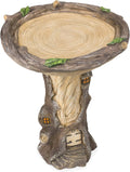 Full-Size Fairy Garden Birdbath with Miniature Fairy House in A Tree Stump, Hand-Painted Wood-Look Resin, 18 Dia. x 23½H Pack of 2 N183