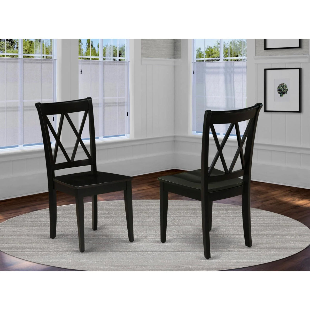 Black Wood Dining Chairs (Set of 2) K439