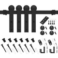 7ft Double Mini Sliding Barn Door Hardware Kit, Black Finish T22851