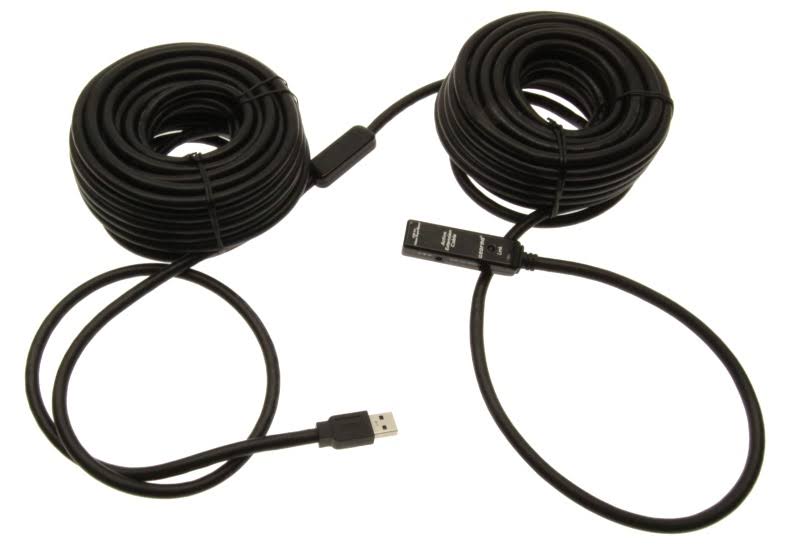 USB 3.0 Extension Cable 49Ft. A-Male to A-Female with Amplifier AC Adapter I90184