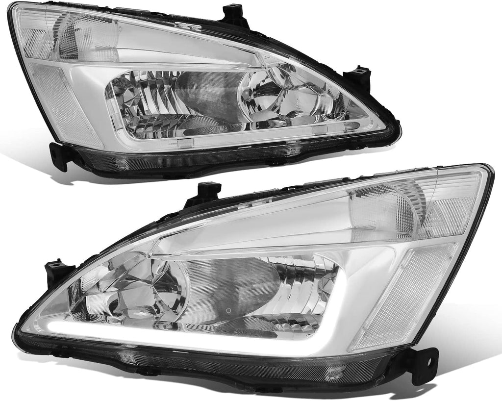 L-Styling LED DRL Headlights Assembly for Honda Accord 7th Gen 03-07, Chrome Housing D155561