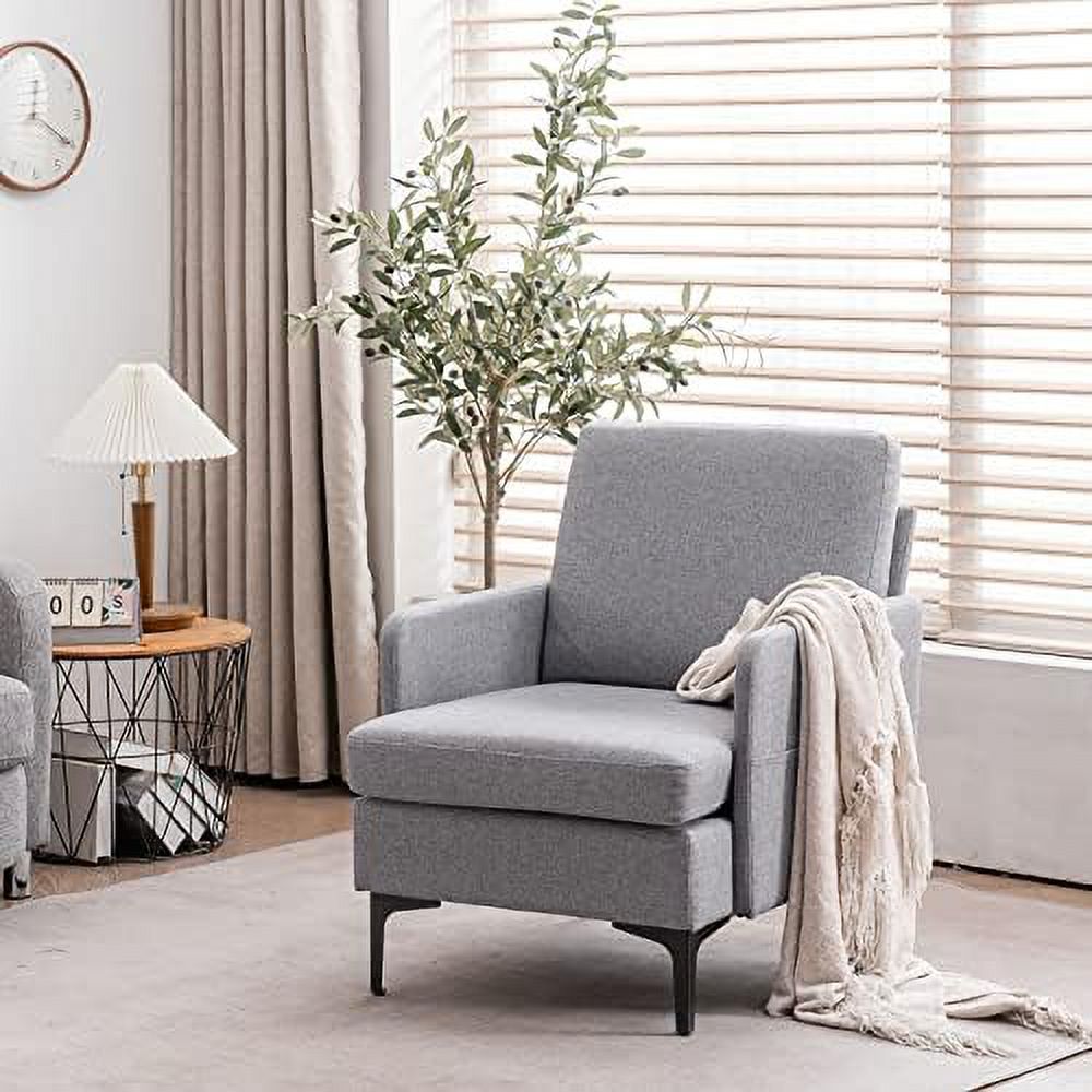 Dark Gray Fabric Lounge Chair with Metal Legs O589869