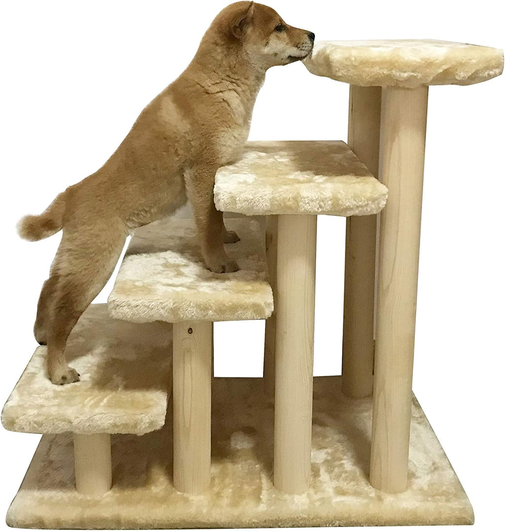 Wooden Pet Stairs 4-Step with Detachable Carpet White Pack of 2 O975989