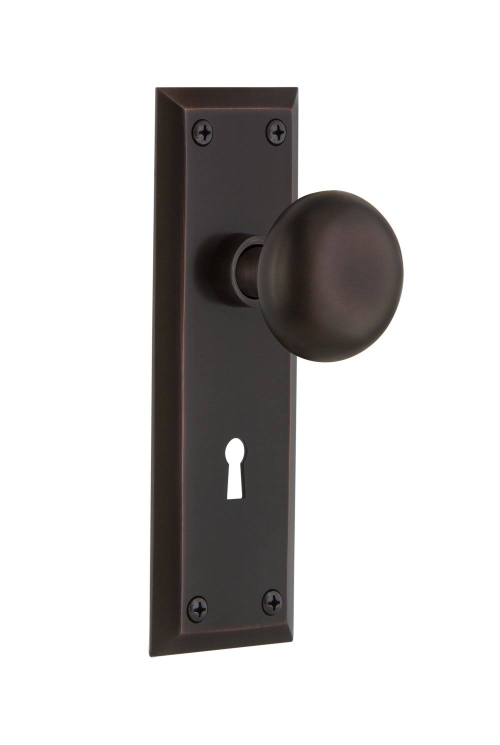 New York Door Knob with Keyhole Privacy, Timeless Bronze B25340