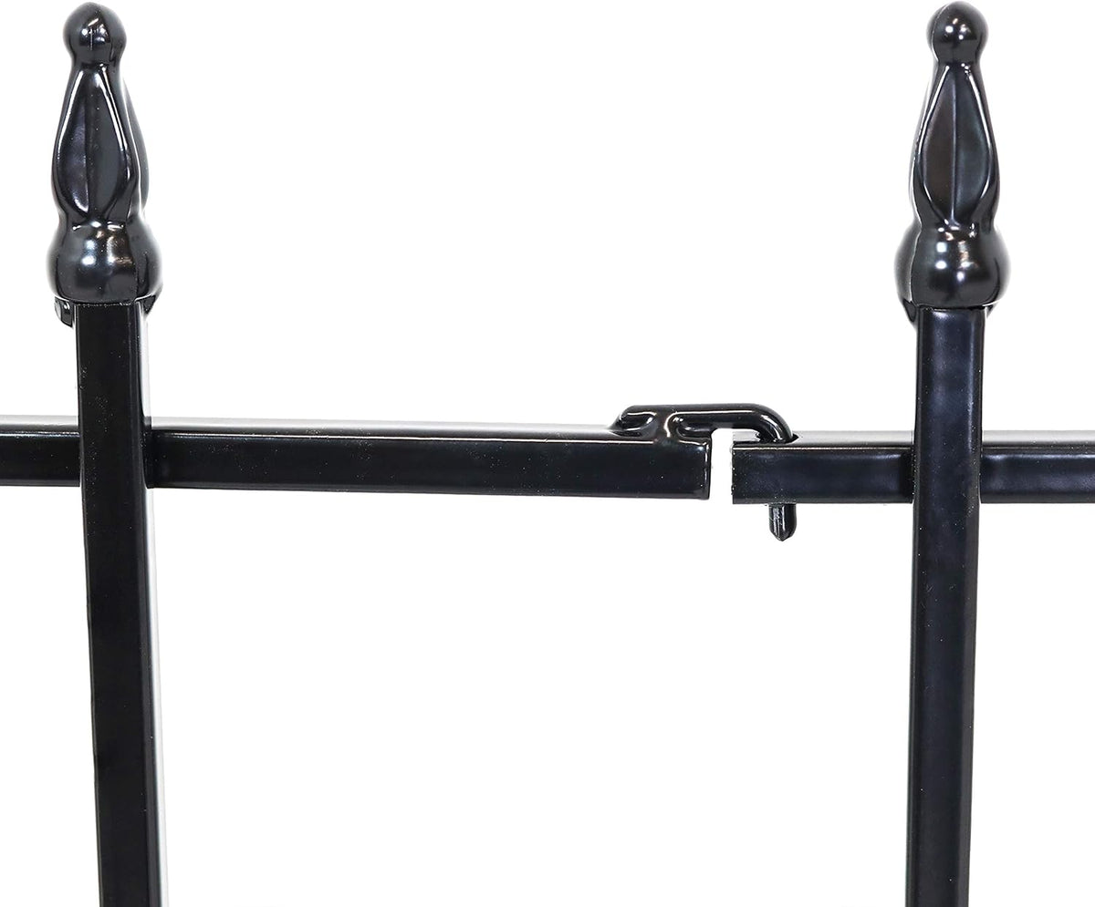 5-Piece Black Steel Garden Fence Panel Set T9049