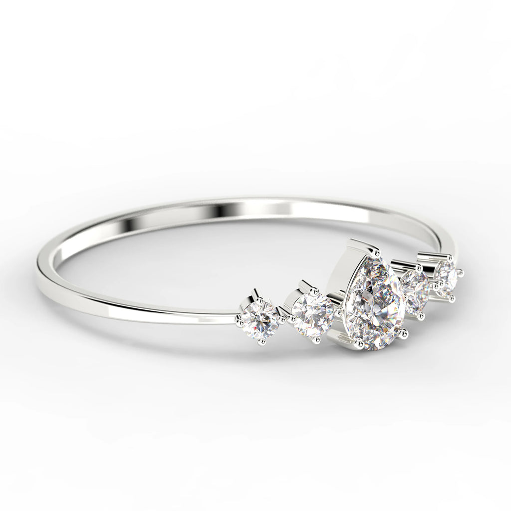 1.05 Carat Pear Cut Moissanite Engagement Ring in 10k Solid White Gold J674199