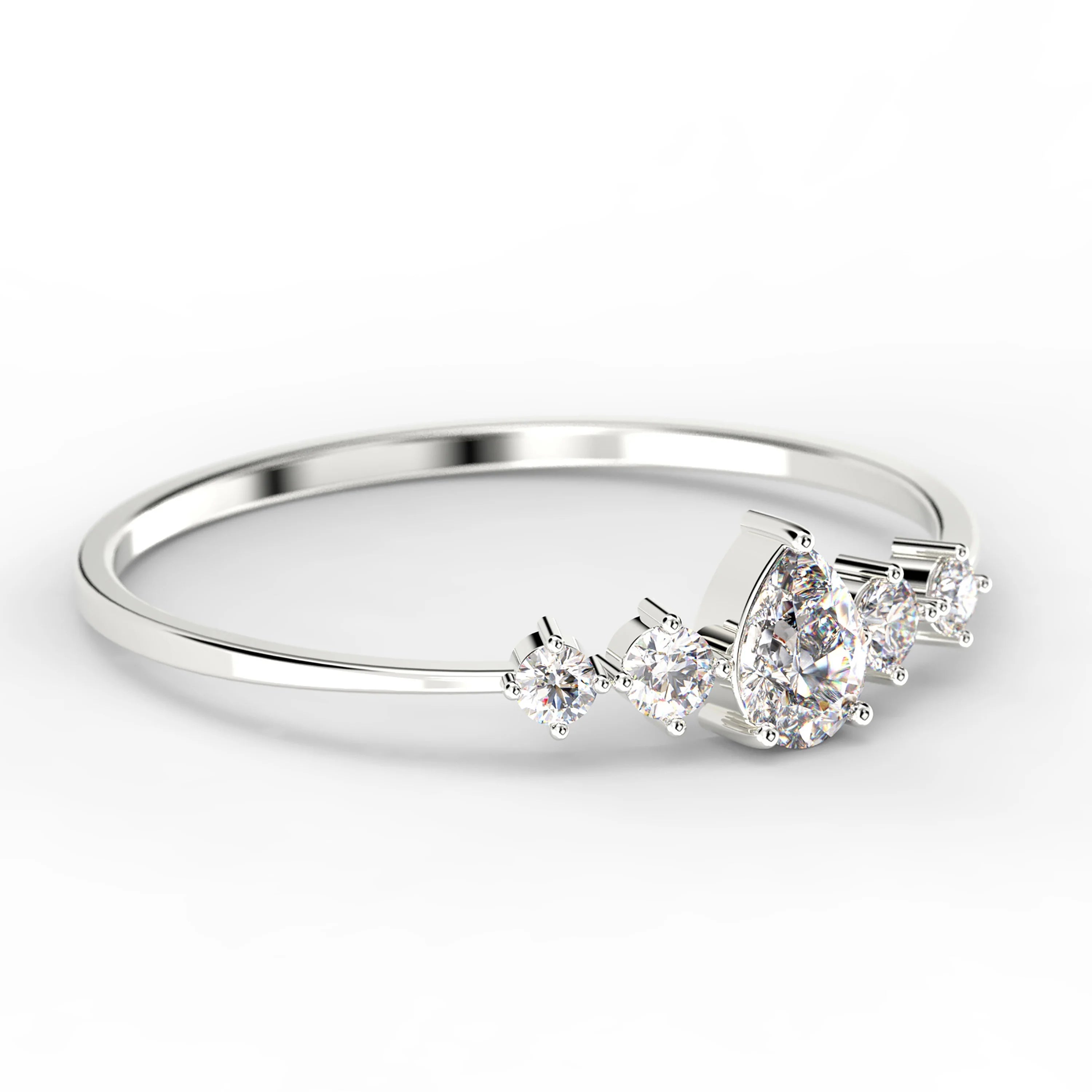 1.05 Carat Pear Cut Moissanite Engagement Ring in 10k Solid White Gold J674199