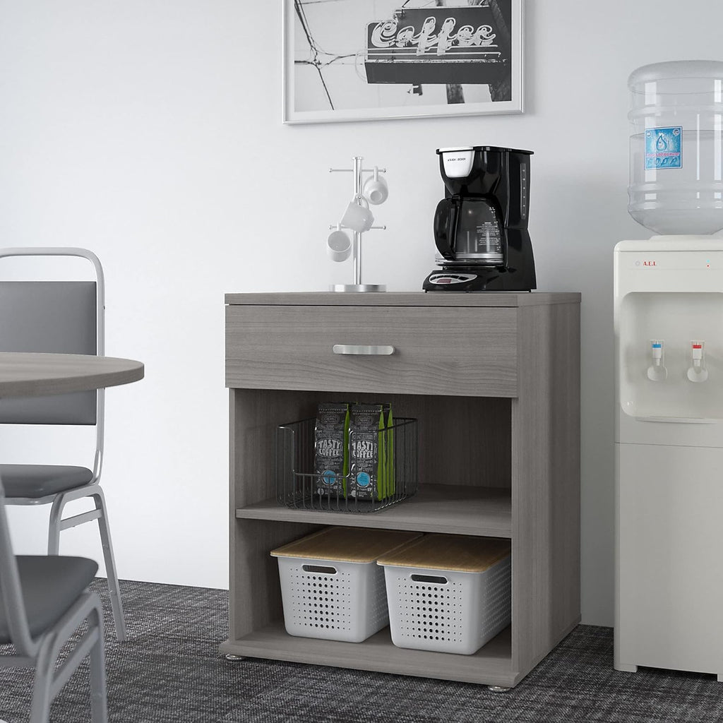 Platinum Gray Floor Storage Cabinet with Drawer and Shelves J640872