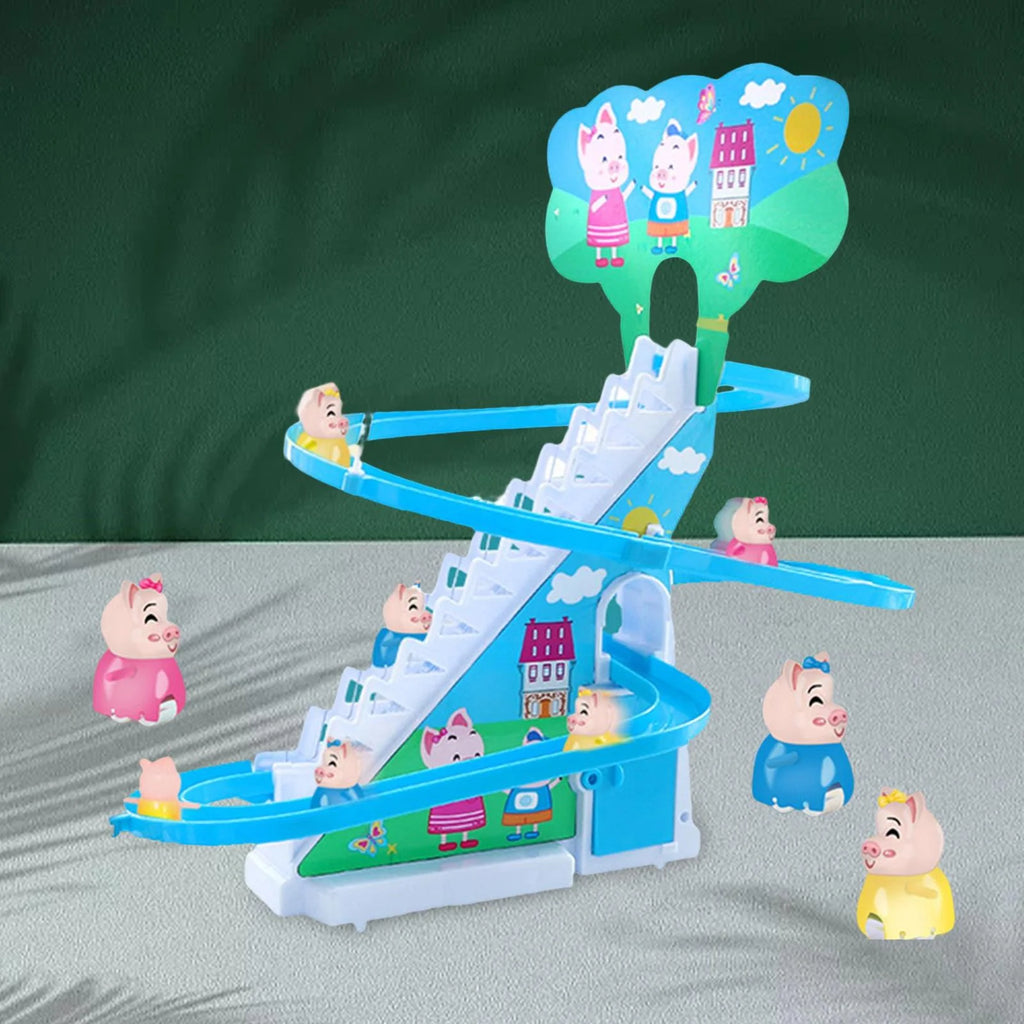 Electric Climbing Stair Toy with LED Flashing Lights Children's Roller Coaster Toy Set, 15x30x27cm A33707