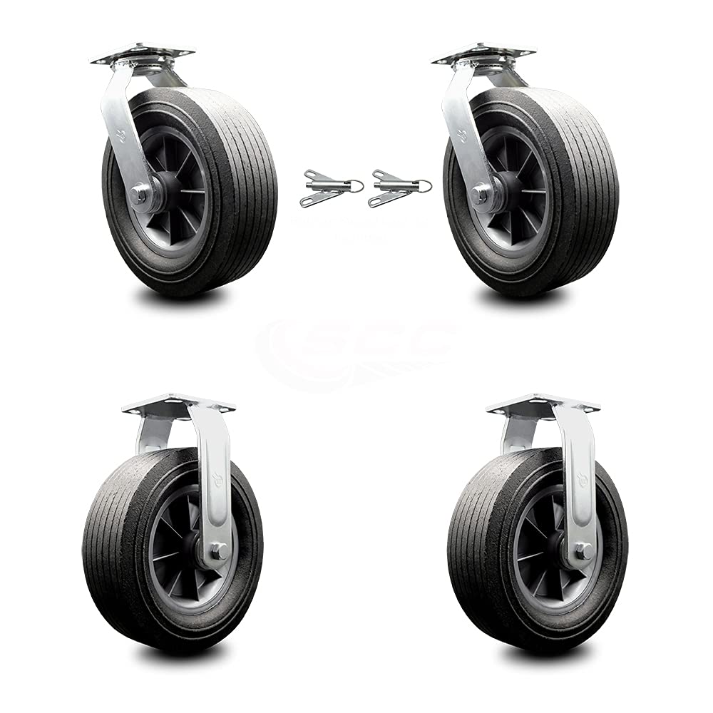 Set of 4 Heavy Duty Swivel and Rigid Casters with Bolt-On Swivel Locks C2490