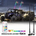 2PCS 5FT Smoked Black RGB LED Whips Light P455