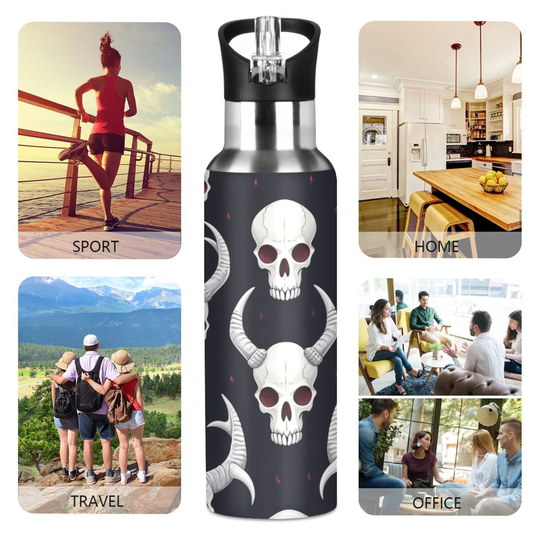 Insulated Stainless Steel Water Bottle with Straw Lid, 20 oz U10768