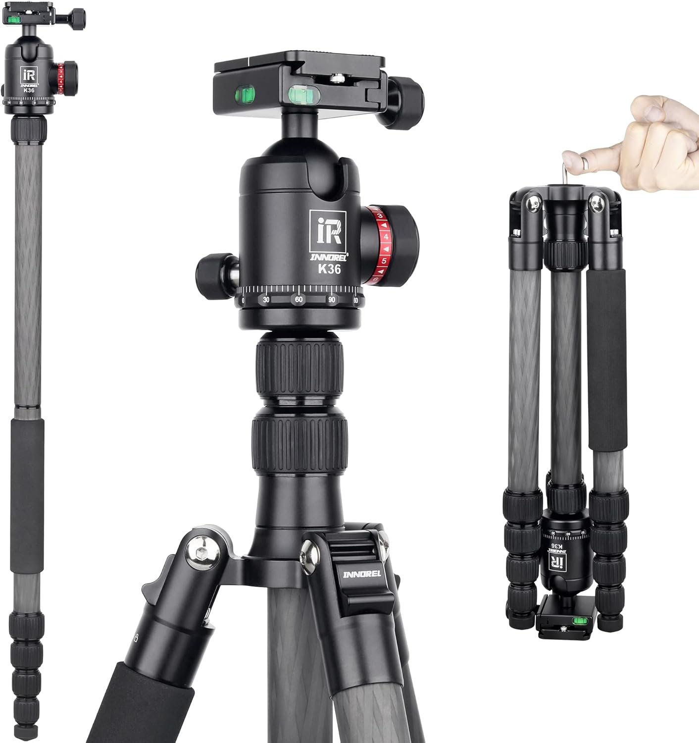Carbon Fiber Travel Tripod Monopod with Panoramic Ball Head and Carrying Case R685002