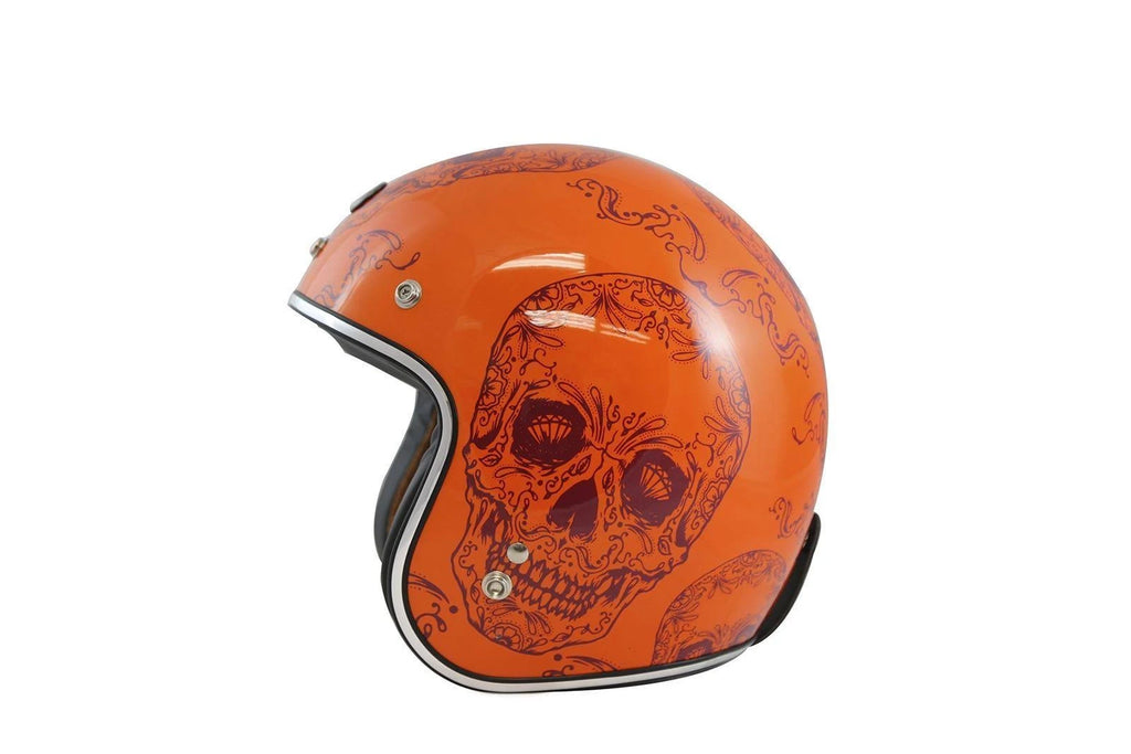 Open Face Helmet with Craneo Graphics (Orange, Large) V36836