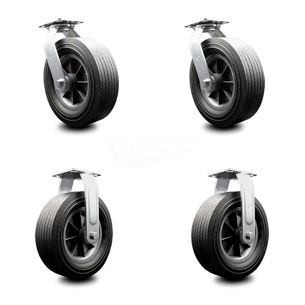 Set of 4 Heavy Duty Swivel and Rigid Casters with Bolt-On Swivel Locks C2490