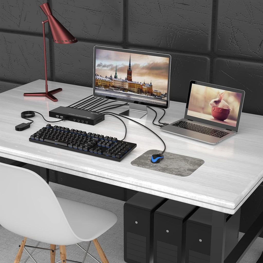 4 Port DisplayPort KVM Switch with 4 DP Cables and 4 USB Cables 4K@60Hz X728