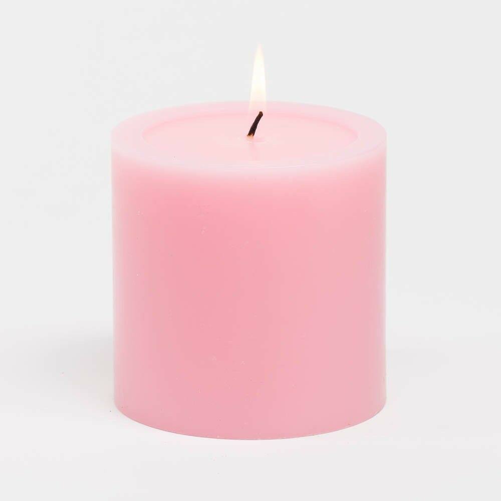 Pink 4 inch x 4 inch Pillar Candles Set of 6 R5696