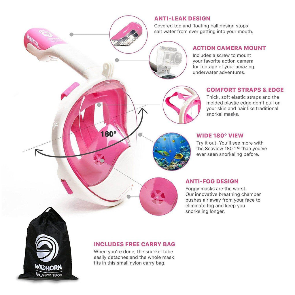 Pink Full Face Diving Snorkel Mask W8520