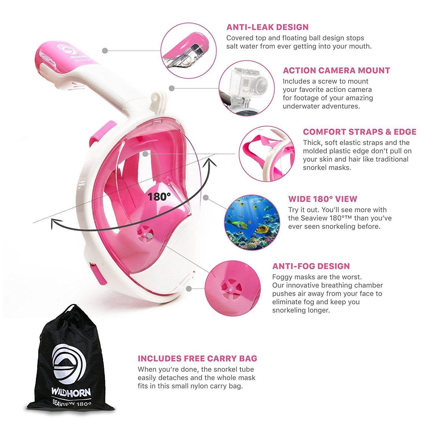 Pink Full Face Diving Snorkel Mask W8520