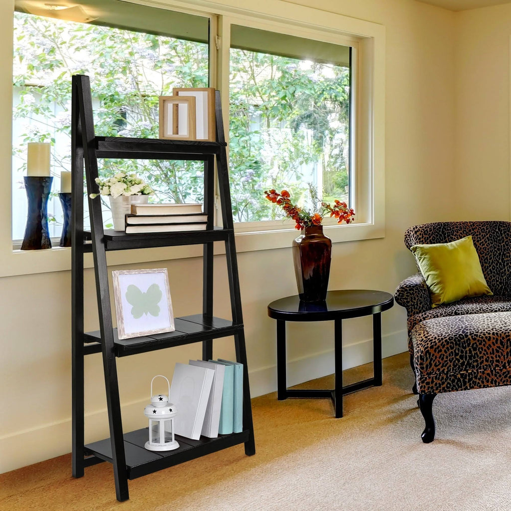 Black 4-Shelf Folding Bookcase O489003