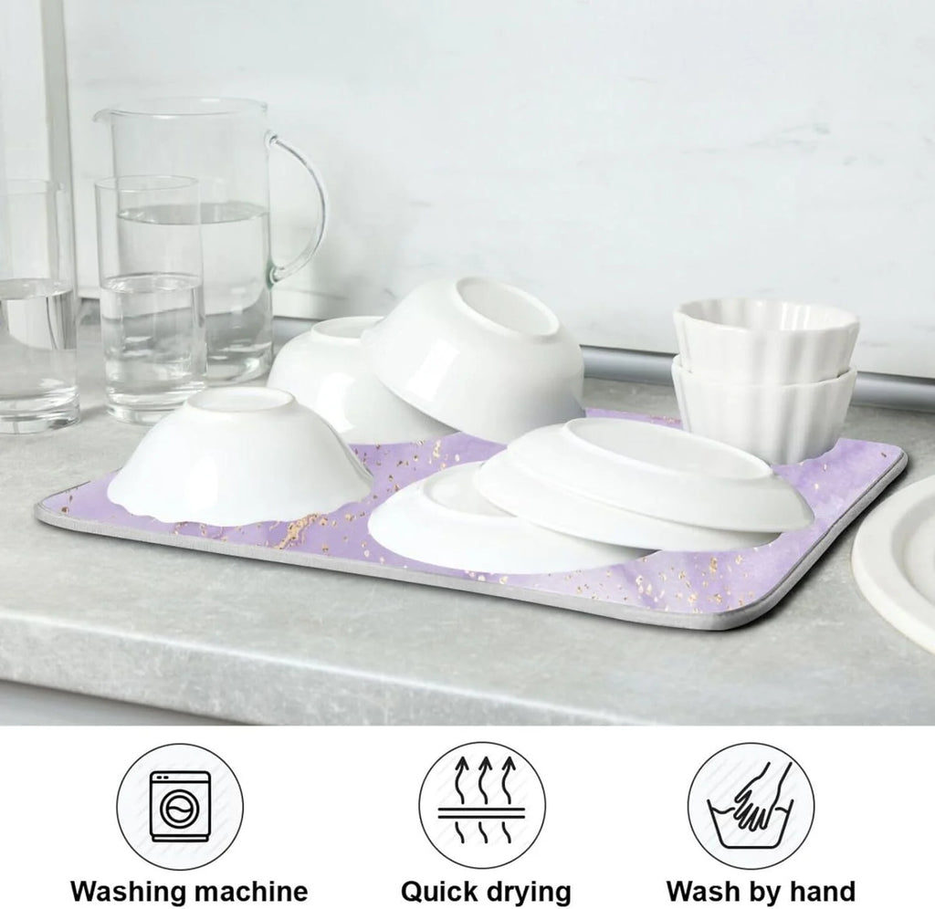 Purple Marble Ripple Dish Drying Mat, 18x24Inch C54972