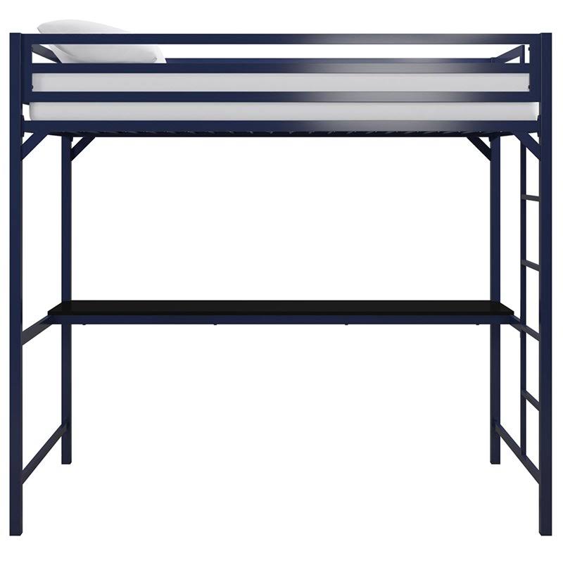 Twin Metal Loft Bed with Desk in Blue E910