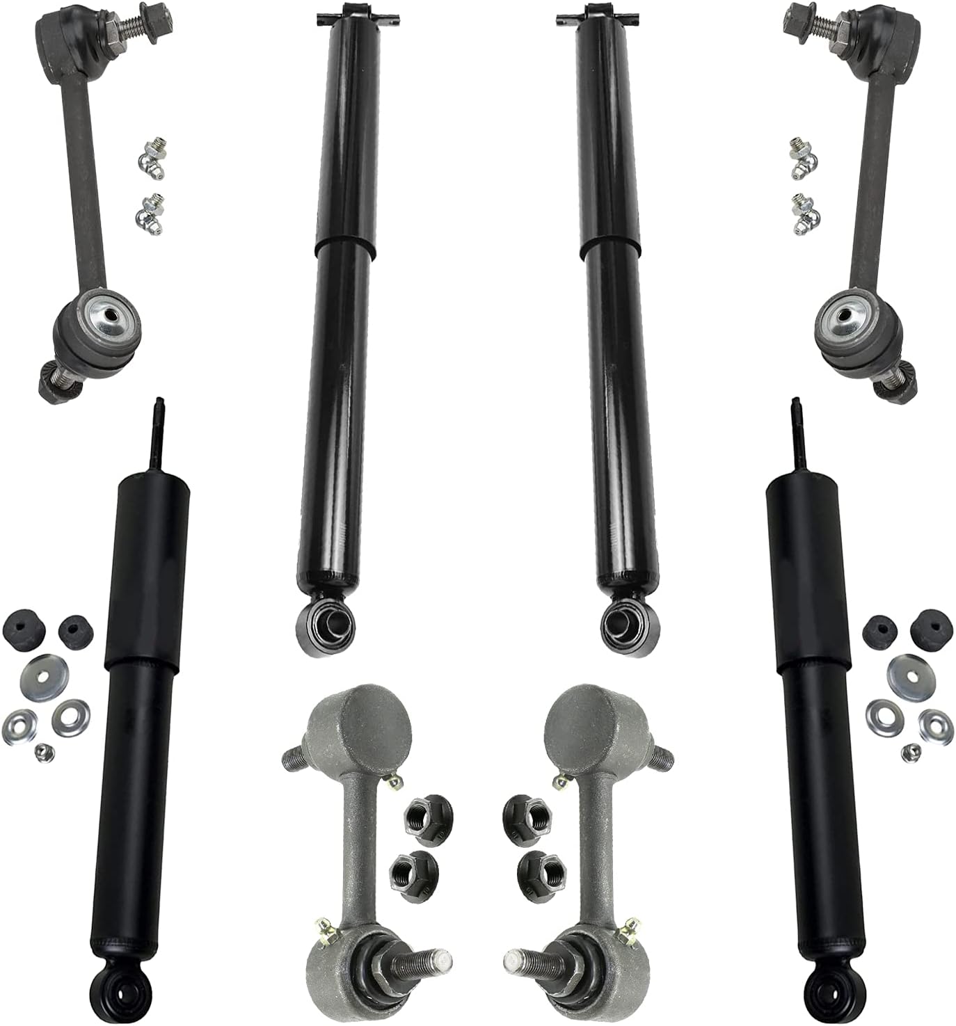 Front and Rear Shock Absorbers and Sway Bars 8pc Set Q597430