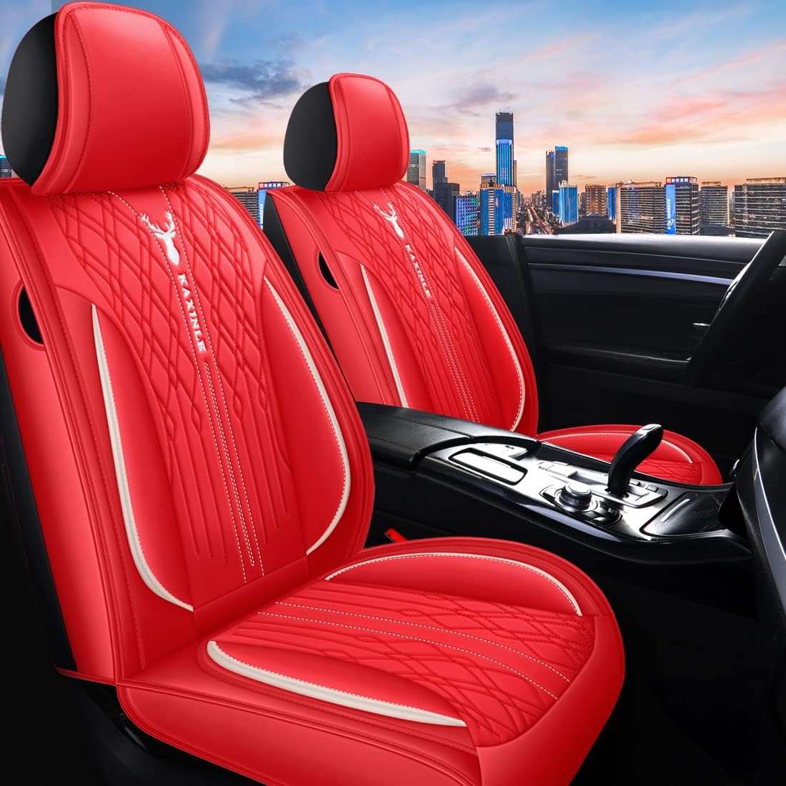 Pink Leather Car Seat Covers 5 Seats Full Set Waterproof F42528