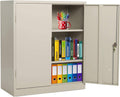 Grey Metal Storage Cabinet with Locking Doors and 2 Adjustable Shelves X444