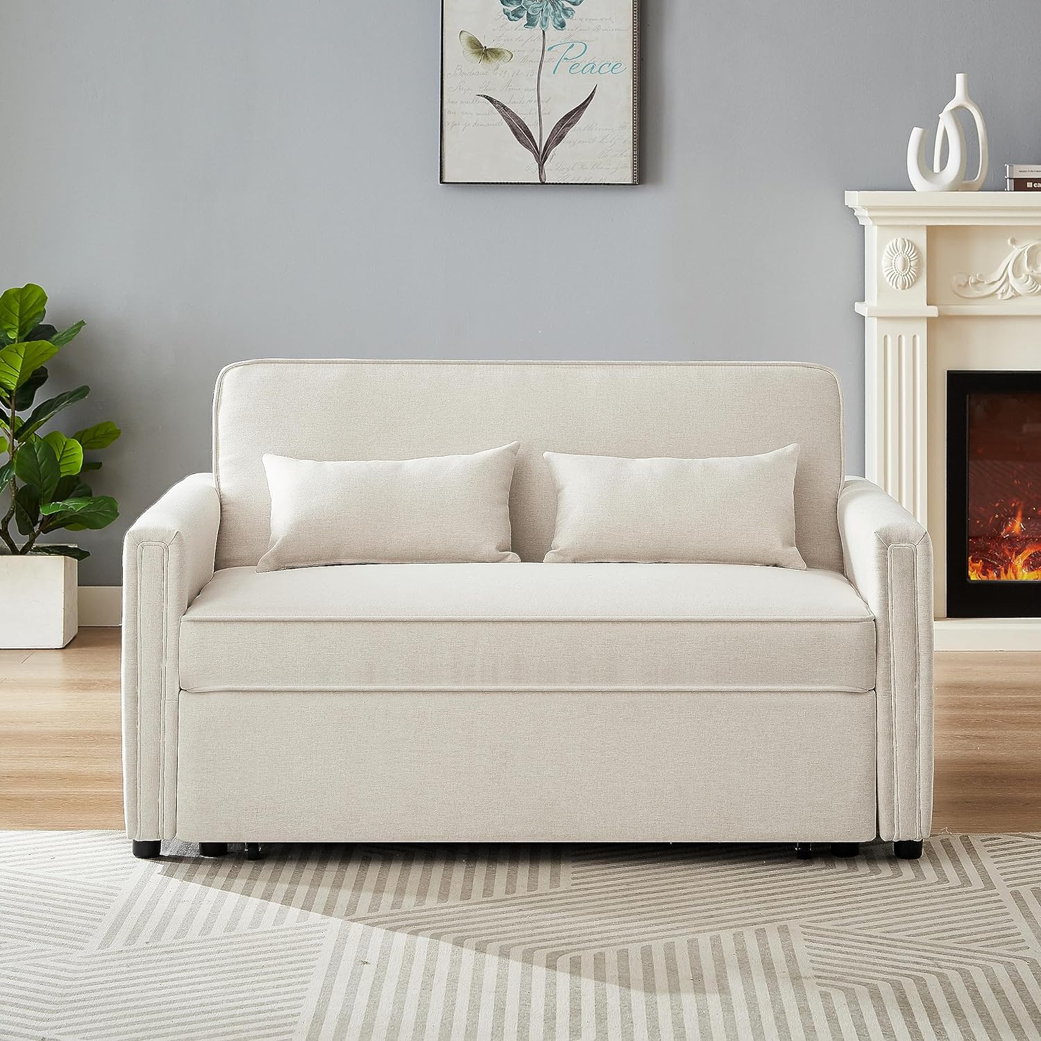 2 Seater Sleeper Sofa Bed with 2 Lumbar Pillows K173157