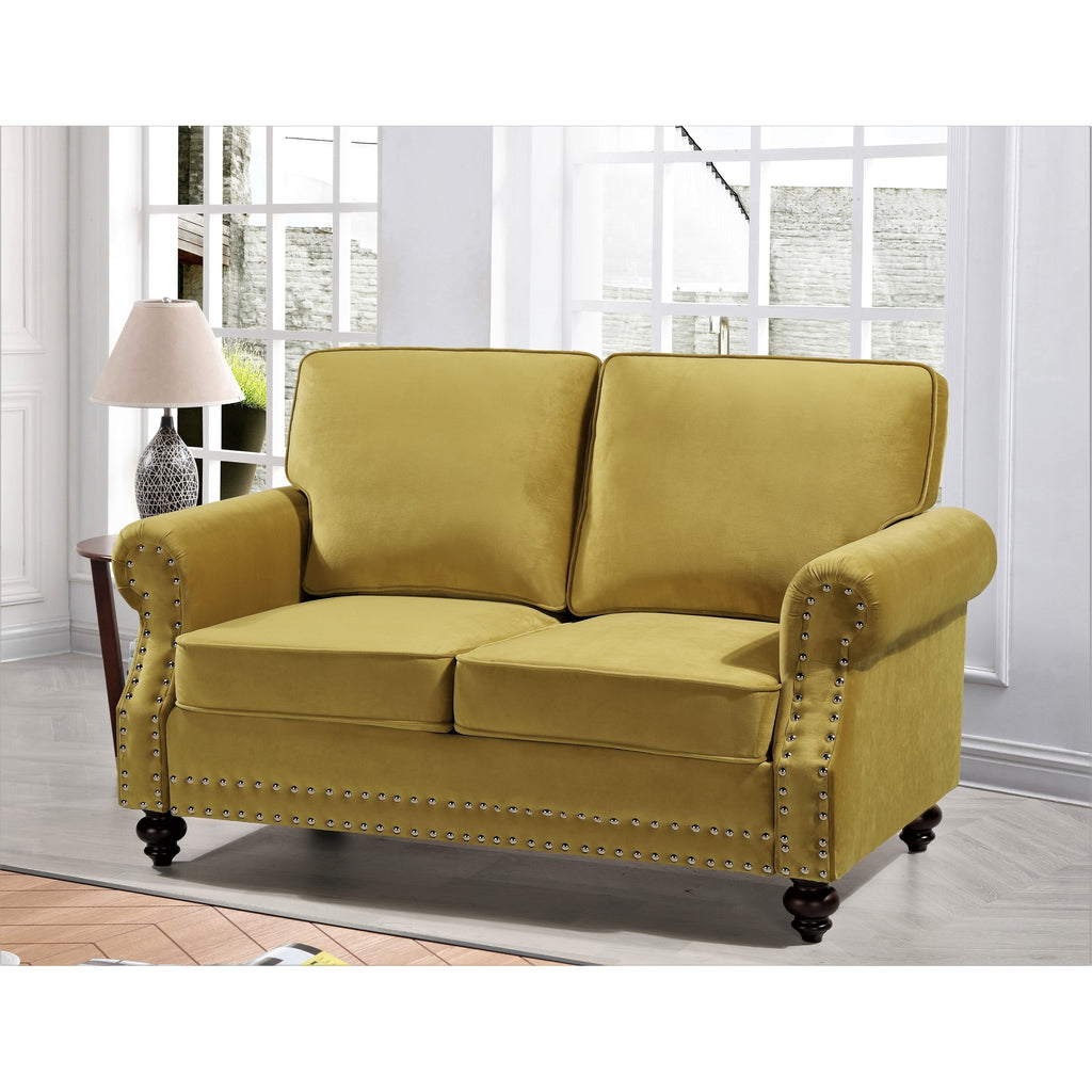 Dark Blue Velvet Loveseat I633