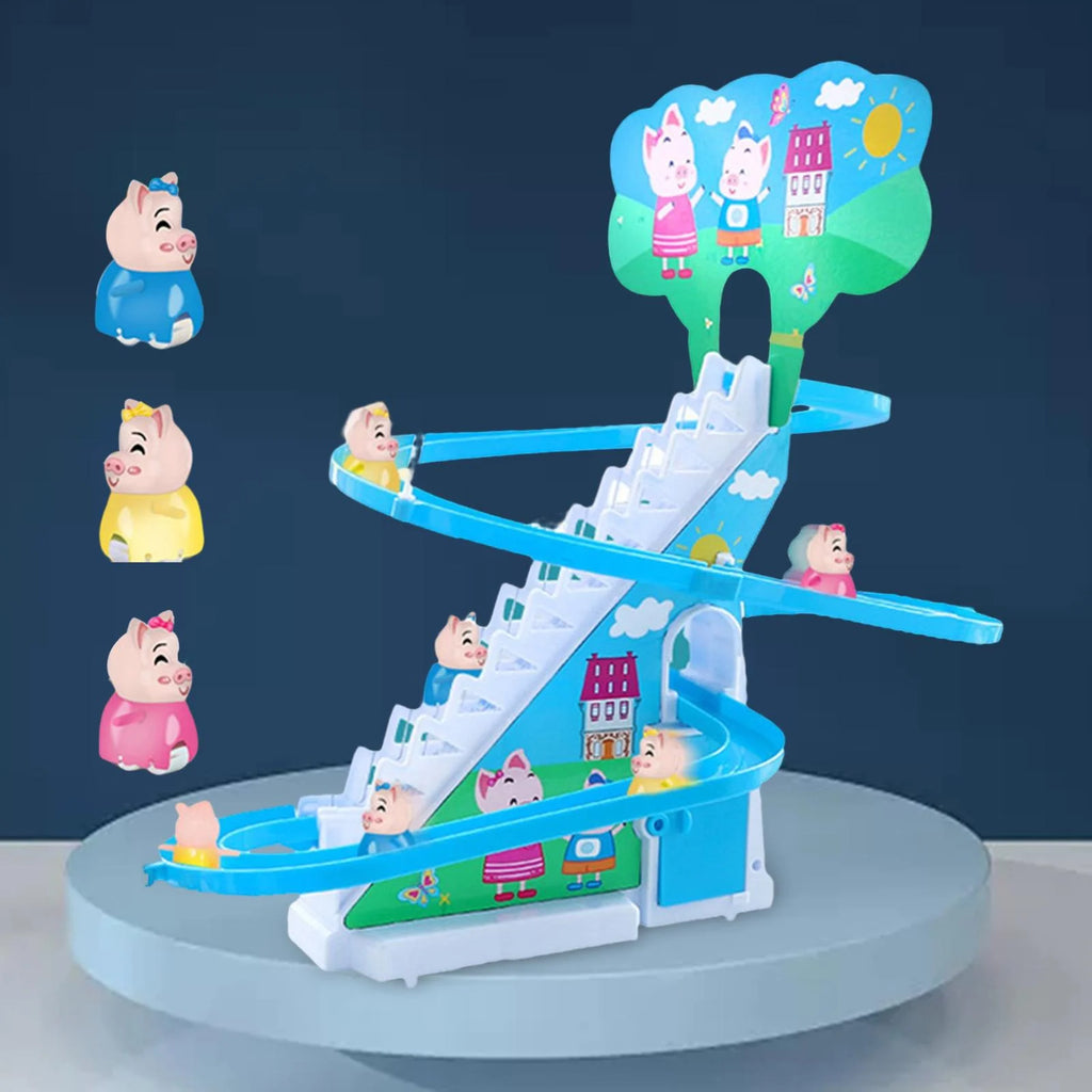 Electric Climbing Stair Toy with LED Flashing Lights Children's Roller Coaster Toy Set, 15x30x27cm A33707
