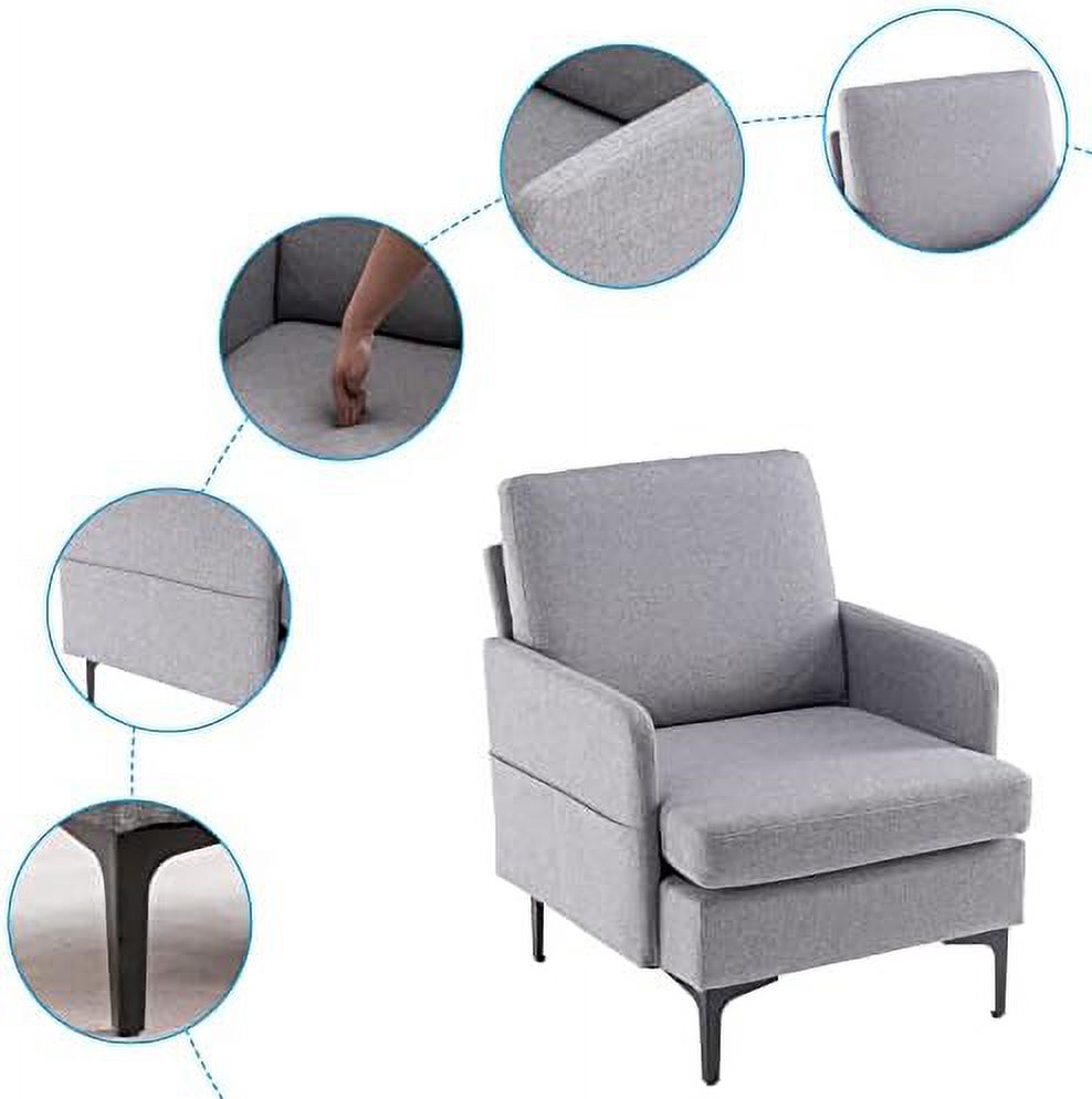 Dark Gray Fabric Lounge Chair with Metal Legs O589869