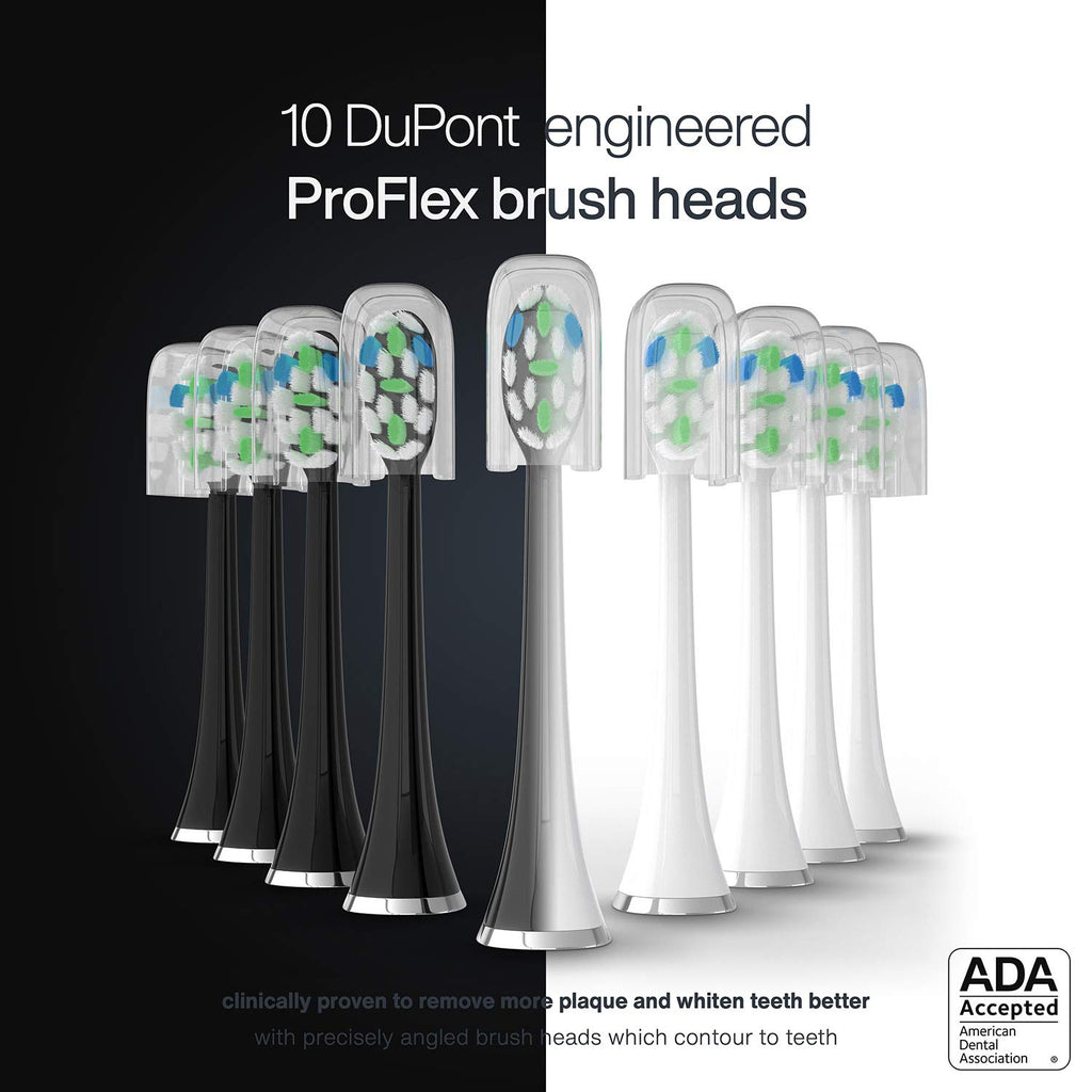 Electric Smart Toothbrush with 4 Modes, UV Sanitizing Base, 10 Brush Heads, 2 Travel Cases, Pack of 2 L5777